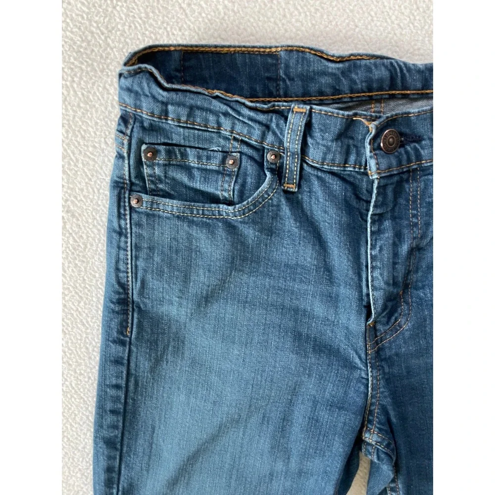 Levis Mens 30x30 (30x28) 514 Straight Fit Jeans Blue Stretch Denim Fade Whiskers